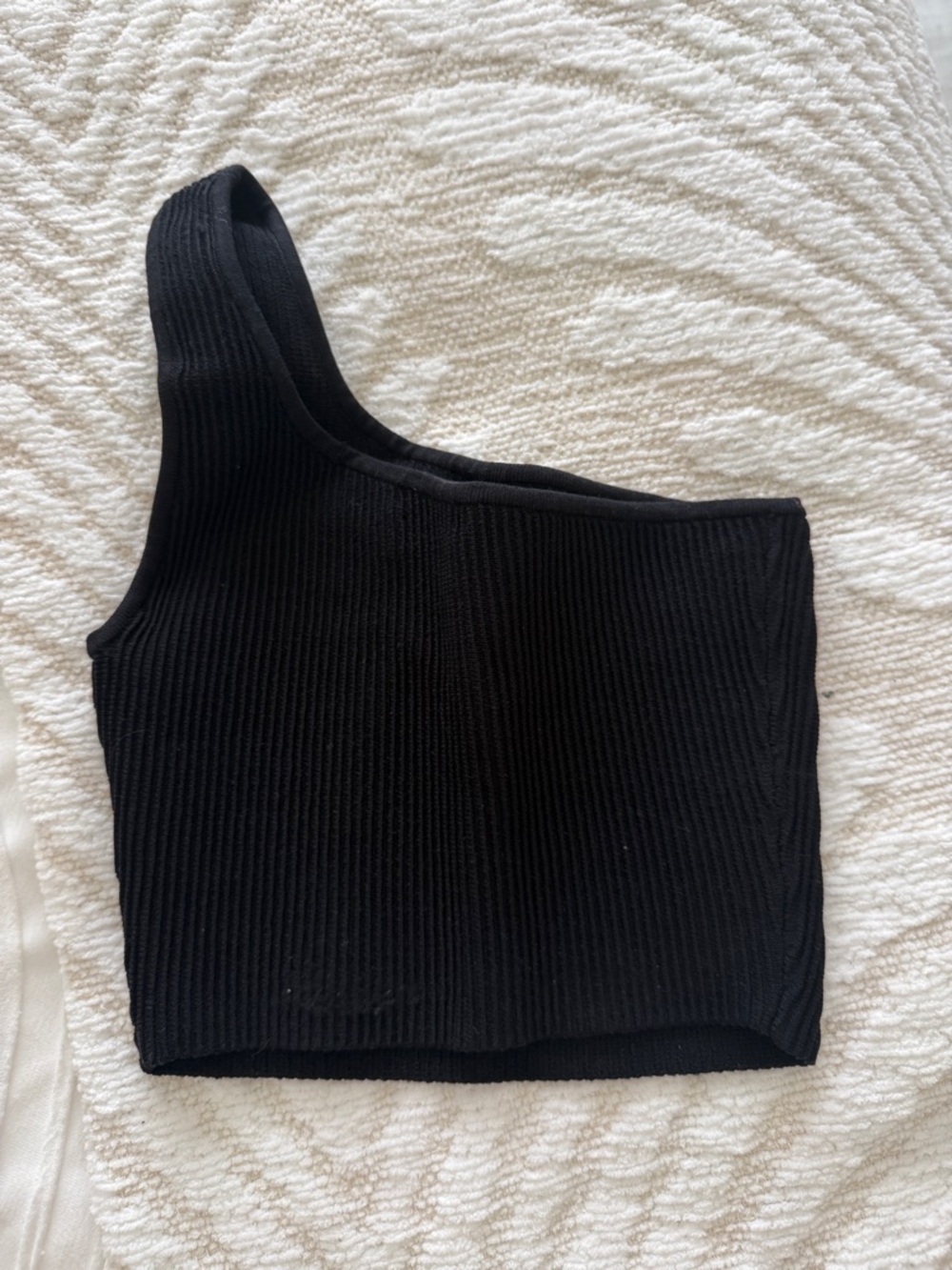 Babaton One-Shoulder Ribbed Tank Top - Black